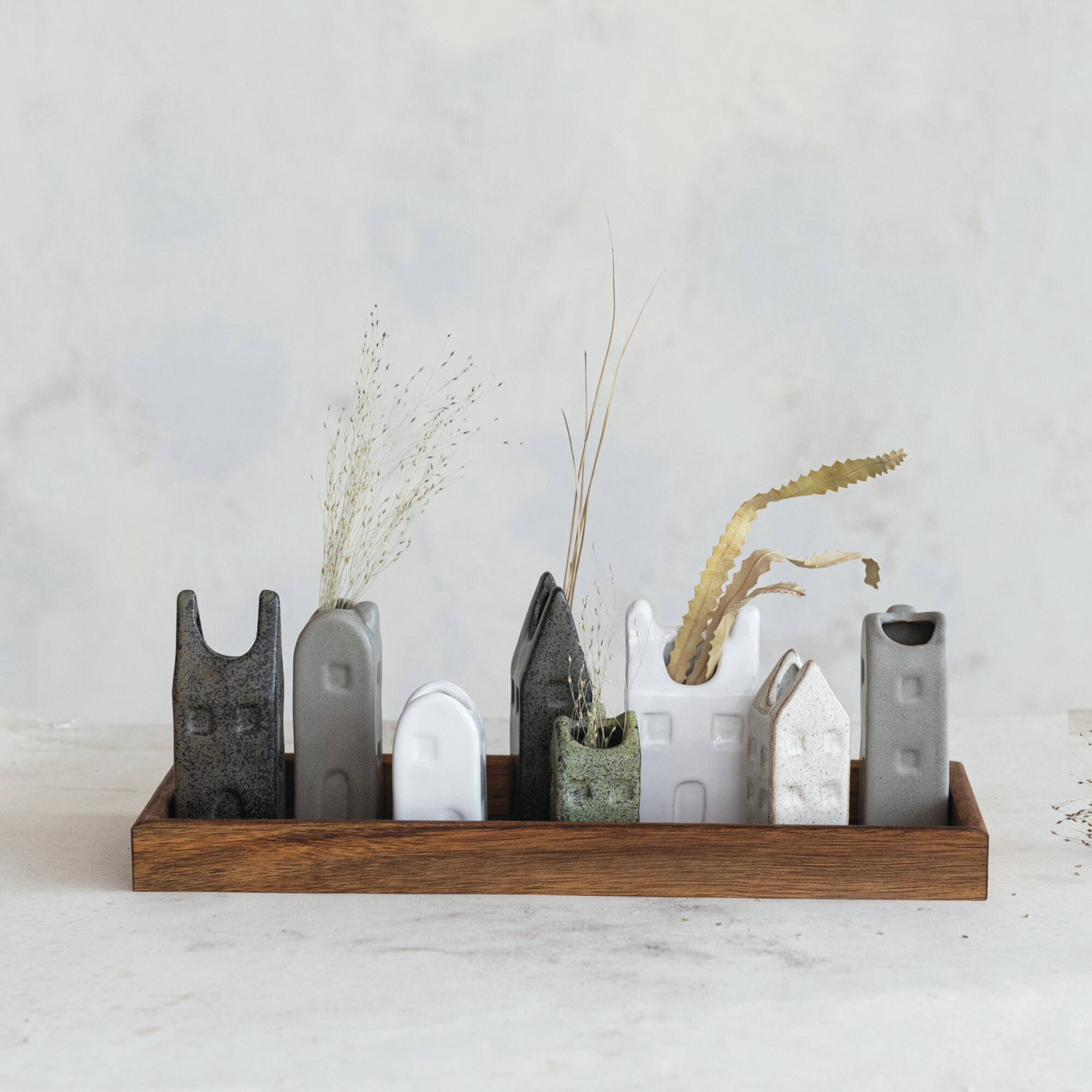 Hello Honey® 4" Bohemian House-Shaped Stoneware Vase Set
